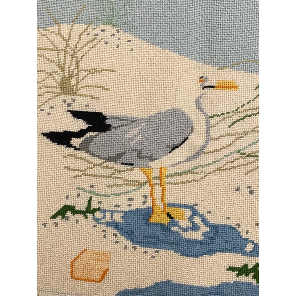 Vintage Needlepoint Seagull Directors Chair Cover Set Coastal Beach Nautical - Picture 3 of 10